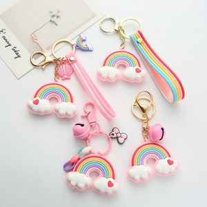 Siliconen sleutelhanging voor vrouwen schattige shell regenboog sleutelhanger charmes kleurrijke bell sleutelhanger auto accessoires sieraden