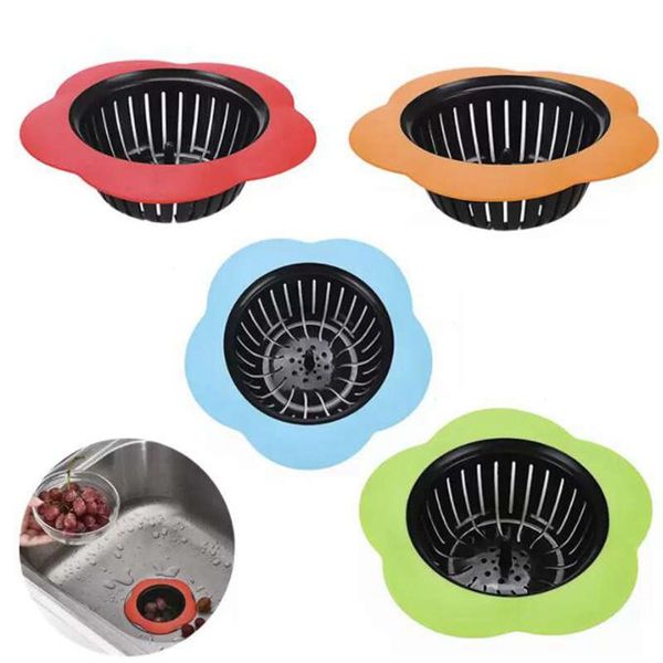 Évier de cuisine en silicone Casqueur de fleur en forme d'évier de douche Drains Cover Sinon Colander Egander Hair Filtre Kitchen Tool