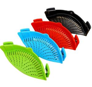 Siliconen Keuken Sundries Gizmo Snap Strain Zeef Clip op Silicones Colander past bij alle potten en kommen (4 kleuren)