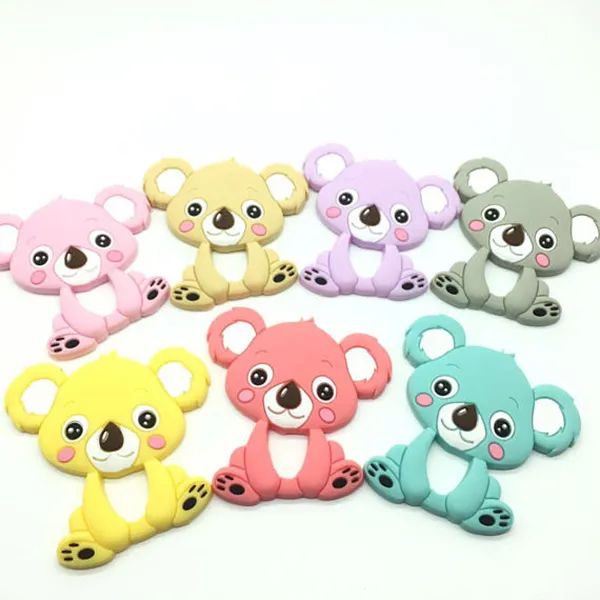 Silicone Koala anneau de dentition bébé jouet de qualité alimentaire ours pendentif en Silicone perles de dentition bébé dentition à croquer sensoriel soins infirmiers dents LL