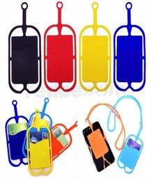 Silicone Lanyards Hals Strap Necklace Sling Card Holder Strap Keychain voor iPhone Samsung Huawei Universal Mobile Phone7959946