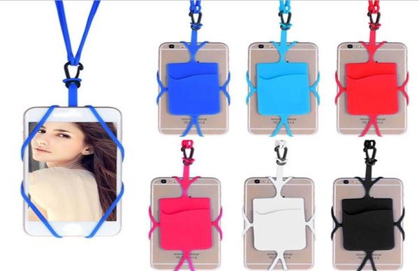 Silicone Lanyards Strap Store Collar Sling Soporte de la tarjeta de honda para el iPhone X 8 Universal Mobile Cell Phone8016202