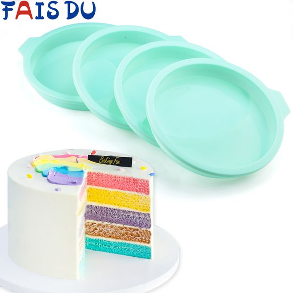 Pastel en capas de silicona Forma redonda Molde Cocina para hornear DIY Postres Molde para hornear Mousse Cake Moldes para hornear Pan Herramientas 201023