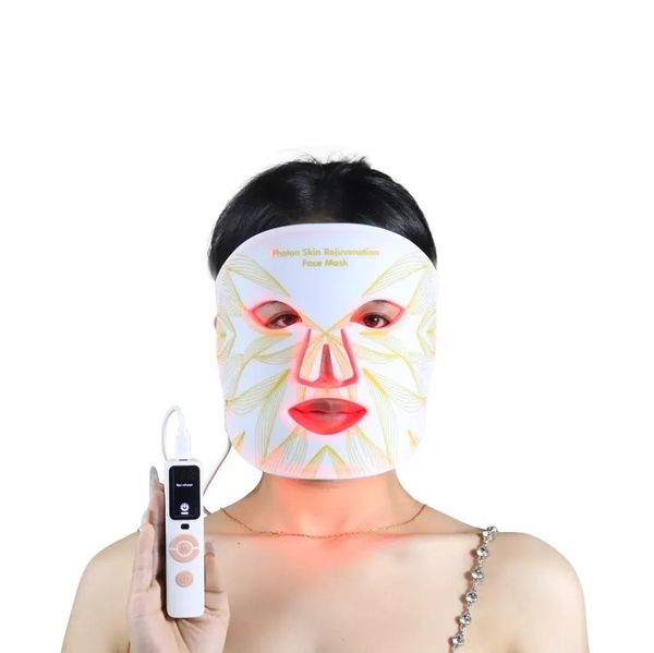 Mascarilla facial de belleza para fototerapia LED de silicona, luz LED PDT, escudo en 4 colores, terapia de luz roja, rejuvenecimiento de la piel, máscara Led Flexible