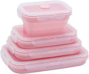 Boîte à lunch en silicone pliable Récipient de stockage des aliments pliable avec couvercles Cuisine Micro-ondes Congélateur et Lave-vaisselle Safe Kids 240307