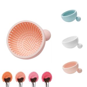 Siliconen make -up reinigingsborstel Scrubber Bowl Pad Bowl Draagbaar wasgereedschap Cosmetisch reiniger voor meisje, gemakkelijk schoon