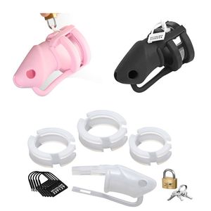 Dispositifs de chasteté Silicone Dispositif de chasteté masculine Ceinture de retenue Bondage Fetish Birdlock Gimp Keys # R172