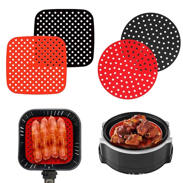 Tapis en silicone Accessoires pour friteuse à air Plateau de tapis de cuisson Pizza frite Poulet Panier Pad Pot Round Replacemen Grill Pan