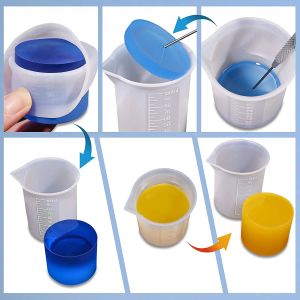 Tasse à mesurer en silicone avec une échelle à l'échelle alimentaire de qualité alimentaire durable gâteau de bricolage époxy tasse de mélange de bricolage