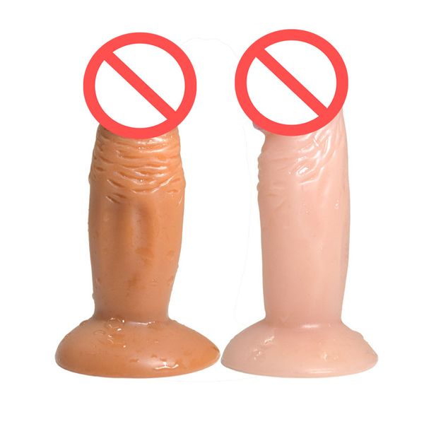 Mini consoladores de silicona divertidos y realistas Dongs Base de ventosa suave pequeño consolador sexo pene juguetes para mujeres Venta caliente productos atractivos FEU146