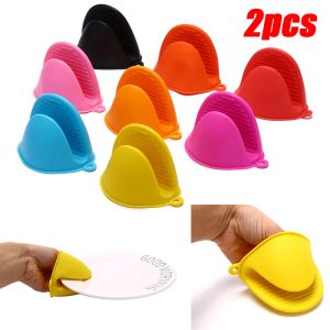 Siliconen mini oven mitt warmte isolatie handclip anti-scalding microgolfhandschoenen niet-slip grijper pothouder keukengereedschap 0424