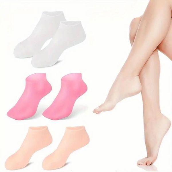 Calcetines de gel de silicona hidratante de silicona tacones agrietados calcetines de pedicura de piel áspera herramienta de cuidado de los pies para hombres suavizando los pies Z0096