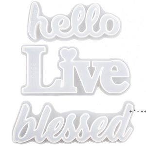 Molde de silicona Hello Love Live Blessed Epoxy Resina Moldes DIY Adorno para la decoración de la boda de la oficina en casa RRA11350