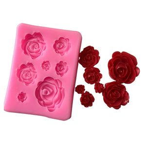 Molde de silicona para hacer fondant de rosas, forma de flor 3D, pastelería artesanal, decoración de pasteles, herramienta para hornear en la cocina