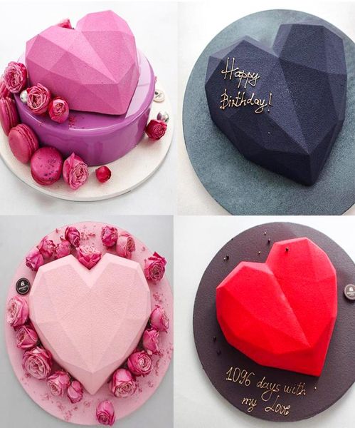 Moules de silicone Cake Decorating Baking Tools for 3D Diamond Heart Moule de chocolat Gâteaux Gâteaux en mousserie mousse en mousse Mousse 6662776