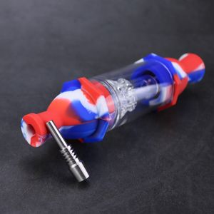 Siliconen Collector Kit Concentrate Roken Hand Glas Waterpijp met Titanium Nail Dab Straw Oil Rigs voor Dry Herb Wax Bong