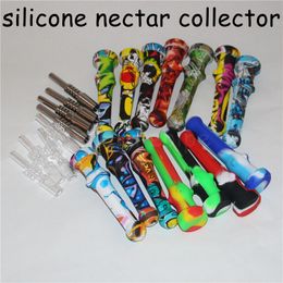 Siliconen nectar met kwarts titanium tips Hookahs zuigen mond 14 mm silicium nectar voor glazen waterpijzen