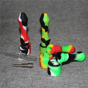 Roken Siliconen Nectar Pijp Pen Kits Met 10mm Joint GR2 Titanium Nail Siliconen Bong Olie Dab Rigs Concentraat hand Pijpen