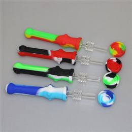 Fumer Silicone Nectar Tuyau Kits Stylo Avec 14mm Joint GR2 Titane Nail Huile Boîte Silicon Bong Dab Rigs Concentré Honeystraw Pipe À Main