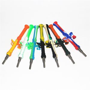 Roken siliconen nectar penpijpset met 10 mm gewricht GR2 titanium nagels silicium bong olieligingen concentreren dab stro pijp handpijpen