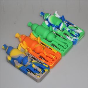 Silicone Nectar Bong Fumer narguilé Tuyaux Dabber Outils Titane Nail Silicium Bongs Dab Rigs Brûleur À Huile Tuyau