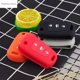 Silicone NIEUW 3 Keyyou -knop Flip Remote sleutel FOB Case Cover voor voor Kia K2 K5 Pro Ceed Hyundai I30 I30 I40 Santa Car Key Cover