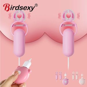 Vibrateurs de pinces de mamelon en silicone avec télécommande 10 mode massage mammaire Clitoris Clit imperméable Flipting Sexy Toys for Women