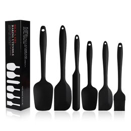Siliconen anti -aanbak spatulas set 6 pc's hittebestendige voedingswetenschappen siliconen crème spatel olieborstel ingesteld voor bakgebakgereedschap