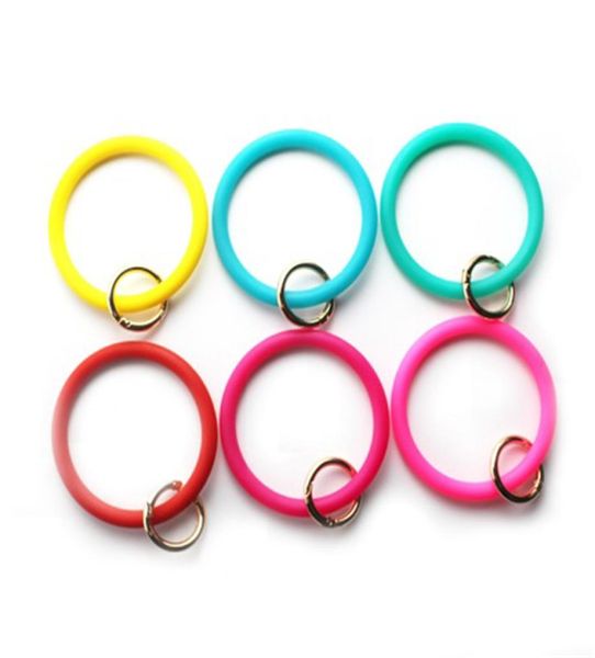 Silicone O porte-clés grand O anneau porte-clés personnalisé cercle bracelet porte-clés entier pour les femmes clé dragonne O porte-clés AHN182775209