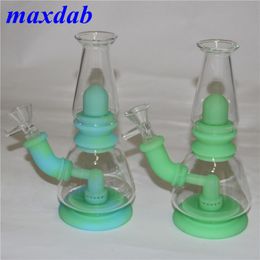 Siliconenolie Rig Bongs Waterpijpen kleurrijke glazen bubbler waterpijp pijp dabbergereedschap handleidingen met tabakskom