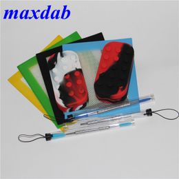 Silicone Oil Wax DAB Slicks Tool Kit met 14 * 11.5cm Mat Pad 37ml Containers 6 + 1 Potten Titanium Dabber Tools for Wax Dabbing Set