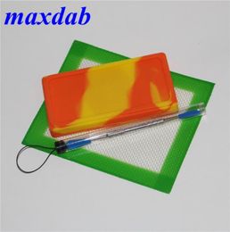 Silicone Oil Wax Mate Container Jars Square Silicone Mat Square Silicone Cera Almacenamiento con Tour Dabber Tool5144073