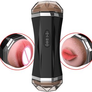 Silicone Oral Vagina Real Pussy Vibrator Sex Toys For Men Voice Aircraft Cup Masturbation Male Blowjob Pussy Sucking Sex Machine J190629