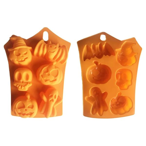 Molde de silicona para Chocolate, naranja, Halloween, DIY, Fondant, molde para dulces, Calavera, calabaza, murciélago, galleta de silicona, molde para hornear Chocolate