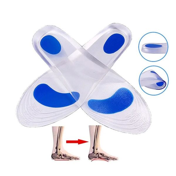 Semelles orthopédiques en silicone pour femmes fasciite plantaire talon soulagement de la douleur masseur hommes pied plat soutien de la voûte plantaire semelles intérieures coussin 240318