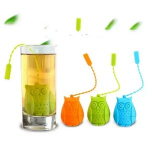 Colador de té de búho de silicona, lindas bolsas de té, filtro Infusor de té de hojas sueltas creativo de calidad alimentaria, accesorios divertidos F0323
