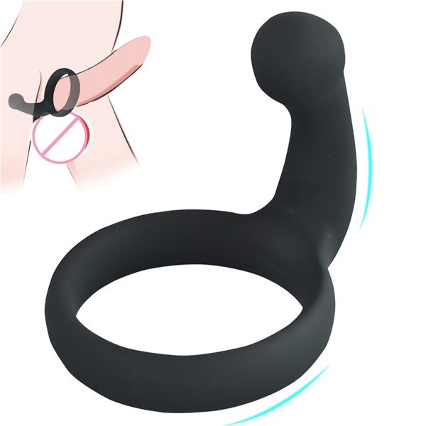 Anillo de silicona para pene, juguetes sexys para hombres, masaje de próstata para erección, Dispositivo de Castidad masculina, retardante de eyaculación, unión para escroto