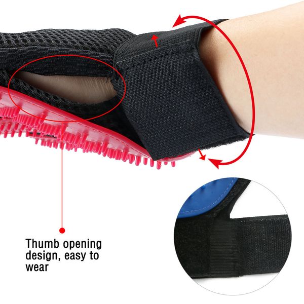 Silicone Pet Hair Glove Brush pour chien peigne de toilettage pour chien Glove Nettoyage Massage Fourniture Les brosses d'épilation favorisent la circulation sanguine