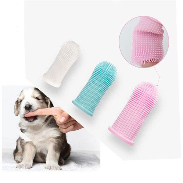 Brosse à dents en silicone pour animaux de compagnie chat toilettage chiot chat doux doigt brosse