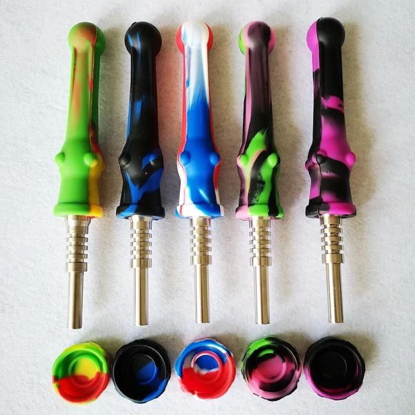 Tuyau en silicone 14mm en acier inoxydable pointe Nector collecteur silicone Dab conteneur NC Nector collecteurs tuyaux Dab paille brûleur à mazout Rig meilleur LL