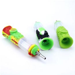 Silicone Pipe Honeybee Nectar Collector kits Octogonal Fumer Pipes Tabac En Verre Bongs Dabs Rig En Gros