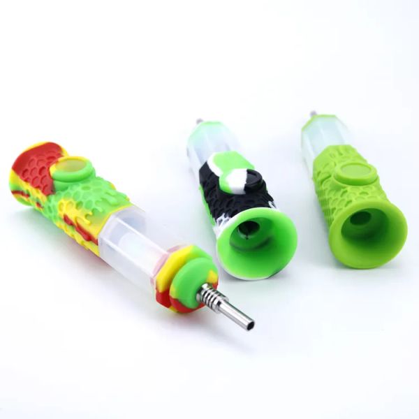 Tubo de silicona Kits de colector de néctar de abeja Pipas para fumar octogonales Tabaco Bongs de vidrio Dabs Rig LL