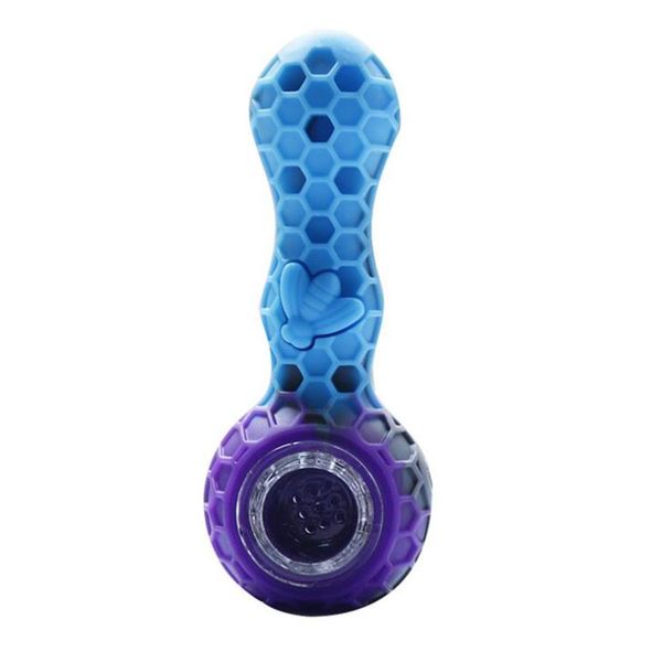 Silicone Pipe Cuillère Main Herb Pipes Écran Coloré Filtre Verre Bol Nectar Dabber Outils