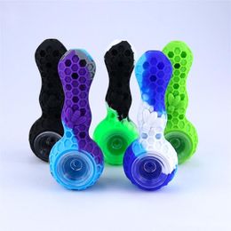 siliconen pijp Waterpijpen tabak 4 inch Mini Lepel Pijpen Roken Bubbler Dab hand glazen pijp Ultieme Tool Olie Kruid Verborgen Kom Rookpijp