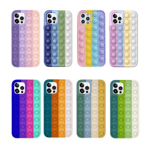 Custodie in silicone pop-it-fidget per iPhone 13 12 11 Pro Max XS XR 6S 7G 8G Samsung A02 A32 A03S S21 A22 S20 anti ansia rivivere lo stress copertura del giocattolo