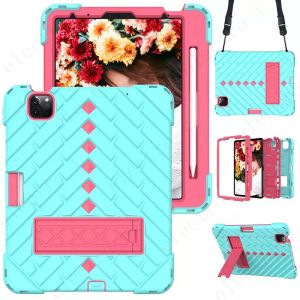 Siliconen Draagbare Tablet PC Gevallen Schokbestendig Handvat Cover Stand Case voor iPad mini6 10.2 10.9 11 inch samsung tab A7 10.4 t500 met riem