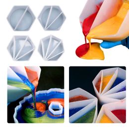 Silicone Verser Split Cups Mesure Outil de mélange UV Compartiment réutilisable Coupe Goutte Sectionnée pour Multicolor Pours Acrylique