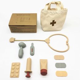 Siliconen doen alsof arts en verpleegkundige spelen siliconen dokter kit voor baby -peuter voor baby peuter kinderen educatie leren speelgoed 240410