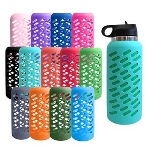 Siliconen beschermende mouw voor kolf 18oz 32oz 40oz roestvrijstalen sportwater fleshouder beschermende deksels 13 kleuren