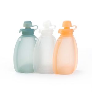 Sac de purée en silicone réutilisable pour aliments pour bébés, pochette à presser pour jus de fruits, conteneurs de stockage d'alimentation portables sans BPA de 120 ml pour enfants en bas âge